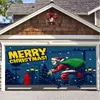 タペストリー15.7x6.9ftクリスマスバナーガレージドアデコレーションクリスマス背景飾り冬の大きなドアカバーデコレーション屋内231019