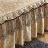 Saia de cama 3 peças colcha na cama saia de renda de luxo engrossar linda roupa de cama cal lençóis de cama para casa colchas queen/king size 231019
