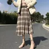 スカートビヤビー秋の冬女性長いエレガントなストリートウェア不規則な格子縞のスカート女性ファッションベルトアライン231019
