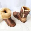 Boots G ZaCo Luxury Winter Snow Real Wool Natural Sheepskin Mid Calf Metal Button Genuine Leather Women Rubber 231019