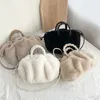 Evening Bags Drawstring Pumpkin Bag Autumn Winter Plush Bag Crossbody Faux Fur Bag Female Furry Bucket Commute Daily Shoulder Messenger Bag 231018