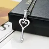 Anhänger-Halsketten, stilvolles und minimalistisches Herz-Schlüssel-Puzzle-Paar, ein Paar Edelstahlketten