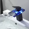 Bathroom Sink Faucets LED Tricolor Sensing Faucet Tap For Deluxe Wash Basin