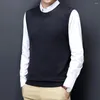 Men's Vests Sleeveless Vest Solid Color Jacket Stylish Knitted Warm Casual Simple Winter Fashion