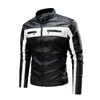 Vestes pour hommes en cuir PU manteau moto Biker vestes mode col montant Slim Fit hauts vêtements d'extérieur pardessus printemps automne vêtements