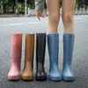 Bottes hiver imperméable pluie pour femmes adulte mode Slip-on chaud en peluche chaussures longues femme genou-haute neige 231019