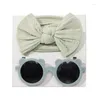 Acessórios de cabelo Headband Sunglasses Set para bebês meninas Nylon Hairband Po posando cocar