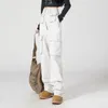 Женские джинсы 2023, осенние джинсовые брюки-карго с высокой талией, свободные молнии с боковым карманом Y2K, модные прямые повседневные женские брюки