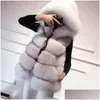 Womens Fur Faux Coat Women 2023 Casual Hoodies Warm Slim Sleeveless Vest Winter Jacket Casaco Feminino Drop Delivery