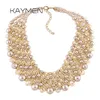 Kaymen Collana di moda fatta a mano in cristallo Catene placcate oro Perline Collana maxi per donna Festa Bijoux NK-01561 2202122998