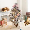 Décorations de Noël Arbre de Noël artificiel bricolage avec LED Mini bureau pin PVC décoration de Noël année arbre ornements de Noël 45/60 cm 231019