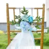 Dekorativa blommor Artificial Peony Rose Chair Back Flower With Leaves Ribbons Pew Decorations For Weddings Church Ceremony Party Decor
