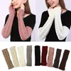 Knee Pads Women Knitted Arm Warmers Long Fingerless Gloves All-match Sleeve Winter Warm Decorative Mittens Y2k Black Glove