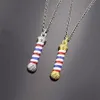 Kolye Kolyeleri Barber Shop Pole 3D Kolye Lüks uzun zincirli kuaför hediyelik eşya Collier Jewelry290c