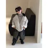 Vestes enfants vêtements enfants manteau 2023 hiver Style coréen garçon rétro lavé étiquette couture polaire épais chaud décontracté veste