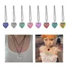 Pendant Necklaces Fashion Clear Glass Heart Necklace Temperament Lace Up Choker Jewelry Clavicle Chain Collar