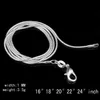 Big Promotions 100 pcs 925 Sterling Silver Smooth Snake Chain Necklace Lobster Clasps Chain Jewelry Size 1mm 16inch --- 24inch233h