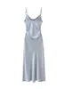 Urban Sexy Dresses HH TRAF Women's Spaghetti Strap Elegant Long Slip Satin Dress Female Fashion Slim Sleeveless Cami för Evening Party 231018