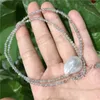 Chains Natural Tiny Shining Labradorites Stone 2-3MM Real Big Baroque 14x18MM Pendant Pearl 925 Sterling Silver Clasp Choker Necklace