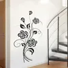 Adesivos de parede Flor preta videira vinil geladeira janela armário sala de estar decoração diy decalques arte mural decoração de casa 230819