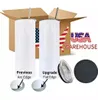 USA Warehouse 25pc/carton sublimation tumblers 20oz من الفولاذ المقاوم للصدأ مقاوم للصدأ معزول مستقيم كوب المياه البيضاء فارغة مع غطاء وقش لنقل الحرارة e1020