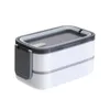 Bento Boxes 1400ML Stainless steel Lunch Box 2 Layer Microwave Heatable Bento Box Leakproof Fresh-keeping Box Kitchen Food Storage Container 231013