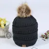 Factory wholesale 9-color CC wool cap plush warm wool ball cap winter knitted cap