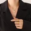 Hänge halsband guldpläterade titanstål geometriska oregelbundna smycken vit skal avokado form design studörhängen halsband set för