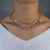 Colliers de mode Collier d'or pour femmes Charmante chaîne de pierre colorée à la main Baguette arc-en-ciel CZ Bijoux de fête Whole282P