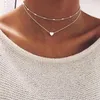 Pendant Necklaces Multi Layer Tiny Small Heart Moon Choker Necklace For Women Gold Color Short Chain Collar Jewelry GiftPendant220m