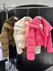 Women's Down Parkas IUOIIN Short Winter Jackets for Women Coat 2023 Solid Pink Simple Stylish Turndown Collar Jacket Zippers Pockets 231018