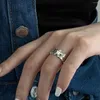 Cluster Rings Foydjew 2023 Trend Hip-Hop Graffiti Gingerbread Man Women's Creative Design Fashion Personality 925 Thai Silver Ring