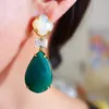 Hoop Huggie KQDANCE Women Green Agate Natural Stone Blue Turquoise Shell Pearl Long Drop Earrings with Silver 925 Needle Gold Plated Jewelry 231018