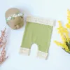 Haarschmuck geboren Pografie Requisiten Baby Mädchen Kleidung Halo Blume Stirnbänder Spitze Outfit Strampler Bebe Poshoot Ching Set 231019