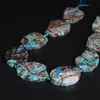 9-10PCS filo Grezzo Pietra Blu Agate Lastra Pepita Perline Sparse Oceano Naturale Giade Gemme Fetta Pendenti Gioielli Making285u