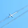 Dainty Real 925 Sterling Silver Horizontal Sideways Cross Necklace Simple Crucifix Neckless Celebrity Inspired Jewelry SN011 Choke319S