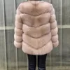 女性の毛皮のフェイク本物の毛皮のコート自然ジャケット