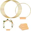 Decorative Flowers Wreaths 5pcs 30cm Metal Floral Hoop With Wooden Base For DIY Wedding Wreath Table Decor Christmas Home Wall Hanging Craft 231019