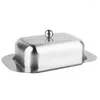 Tallrikar BPA gratis smörskål rostfritt stål med lock diskmaskin säker lagringslåda för tårtbröd hem