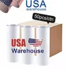 Склад в США, сублимационные стаканы на 20 унций из нержавеющей стали, изолированная кофейная кружка с двойными стенками, белая, прямая, пустая, в наличии E1019