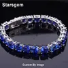 Starsgem Custom Women Man 18K Gold Plated Sterling Silver 925 Royal Blue Sapphire Bracelet