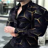 Mäns casual skjortor Spring tryckt Hawaiian England Style Streetwear Clothing Cardigan High-End Long Sleeve Dress Shirt