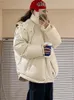 Womens Down Parkas Gery Cotton Jacket Kvinnor Huva Vinter vadderad kappa Tjock varm kärlek broderi Löst puffer Kvinnlig snöutkläder 231019