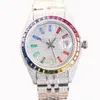 Wysokiej jakości moissanite zegarek Women Diamond Rainbow Circle Watches Ruch Automatyczne Montre Mechaniczne klasyczne diament