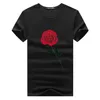 Rose imprimé hommes t-shirt été chemise haute col rond manches courtes 5XL hommes nouvelle mode vêtements couverture en coton mâle Casual Tees2406