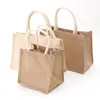 Förvaringspåsar 1st Eco Friendly Tote Bag Portable återanvändbar linne Burlap Shopping Shopping Axel livsmedelshantverk Födelsedagsfester bröllopsstorage i3qj#