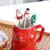 Mugs est Christmas Creative Planet Keramiktasse mit Deckel und Weihnachtsmann-Löffel, Weihnachtsgeschenk, Kaffeetasse, Wasser für Zuhause und Büro 230819