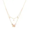 Correntes 2023 vista moda marca jóias dupla camada borboleta charme pingente colares para mulheres 14k cor de ouro gargantilha colares