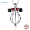 CLUCI 925 Ciondoli a forma di topo carino per donna Collana in argento sterling 925 con ciondolo a gabbia di perle SC049SB288d