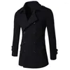 Men's Trench Coats Korean Woolen Coat Slim Fit Long Men Double Breasted Windbreaker Casual Sleeve Top Gray Overcoat Plus Size